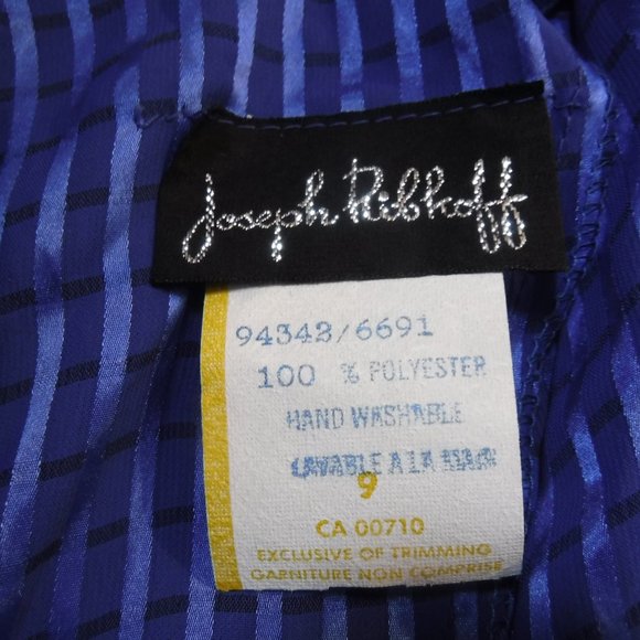 Cowl-neck chiffon dress with peplum & dolby sleeves, vintage 1970s-1980s - Picture 9 of 16